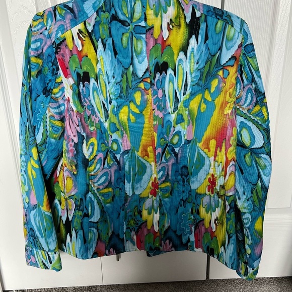 Colorful Floral Women's Jacket - long sleeved, lined, zipper closure EUC M - Picture 5 of 9